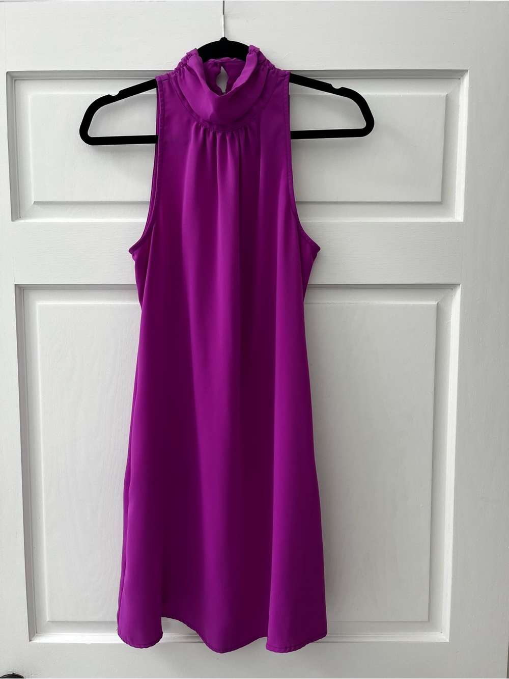 Allison Joy Sleeveless Mock Neck Dress in Magenta